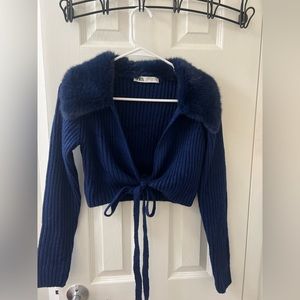 Zara blue fur sweater top